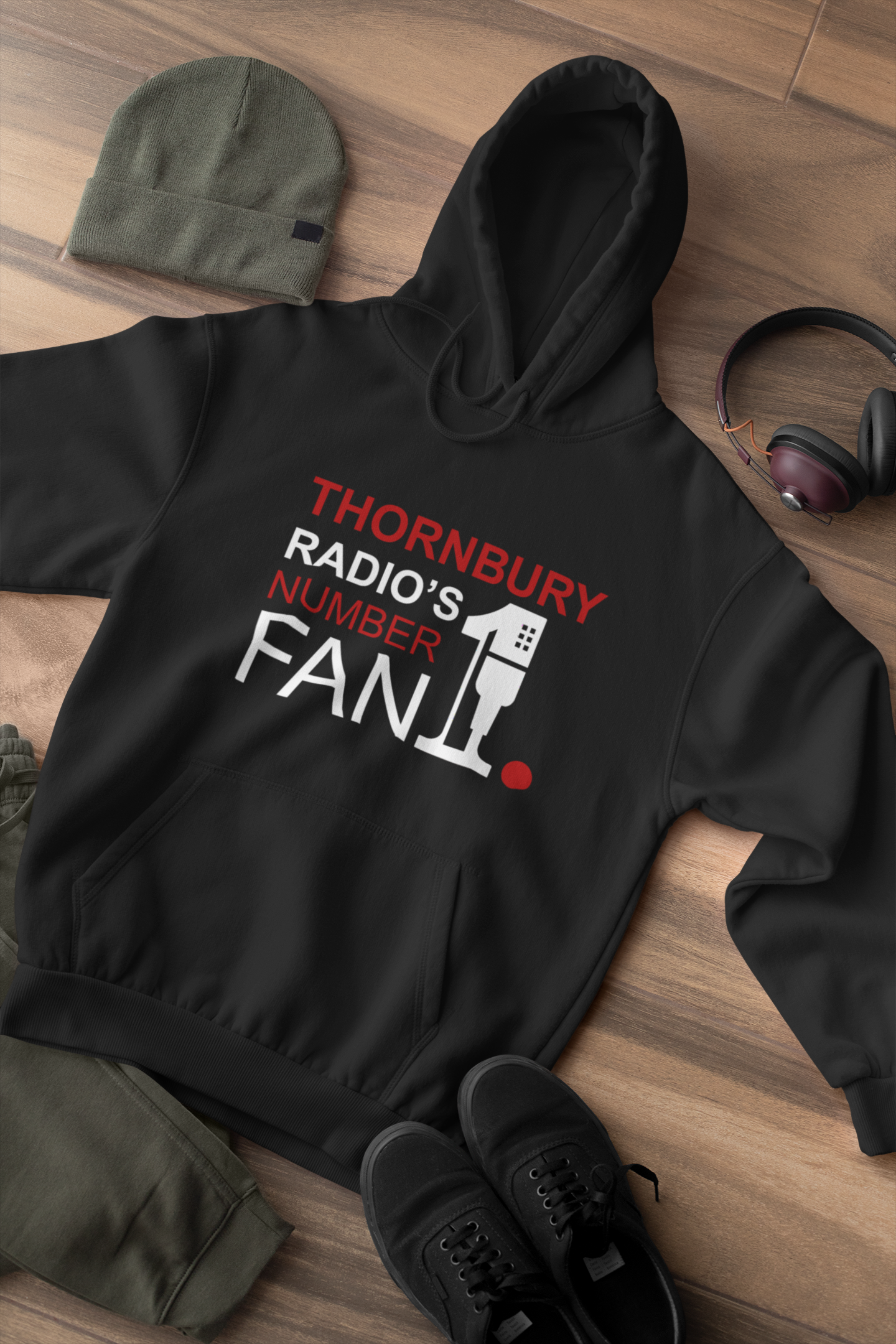 Thornbury Radio's No1. Fan - Adult – Black - Front Design