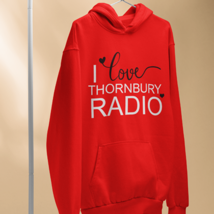I Love Thornbury Radio Hoodie - Adult - Red - Front Design