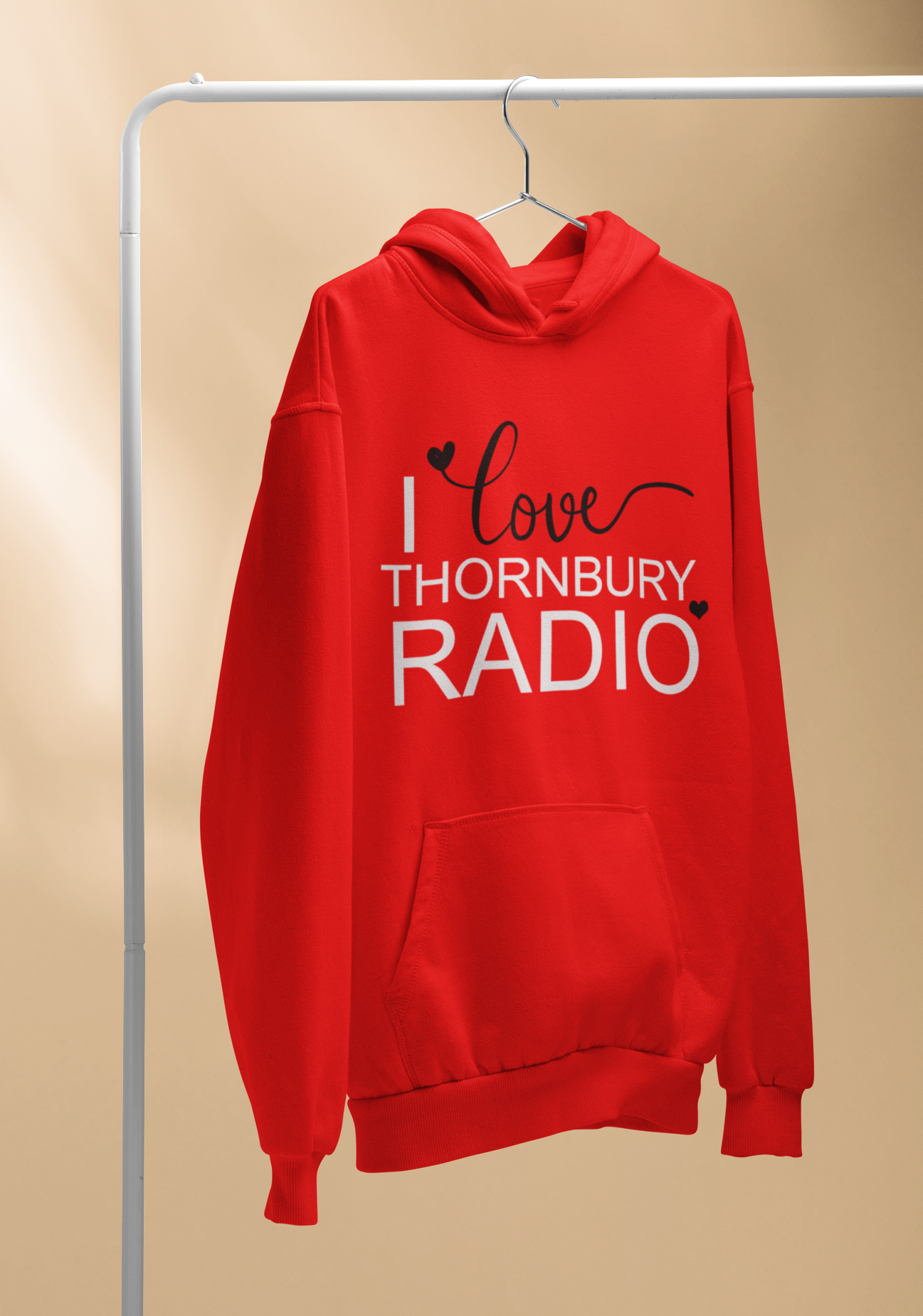 I Love Thornbury Radio Hoodie - Adult - Red - Front Design