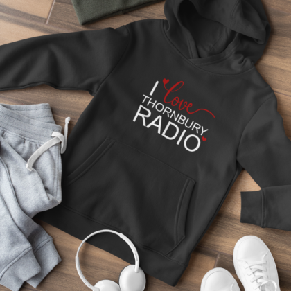 I Love Thornbury Radio Hoodie - Adult - Black - Front Design