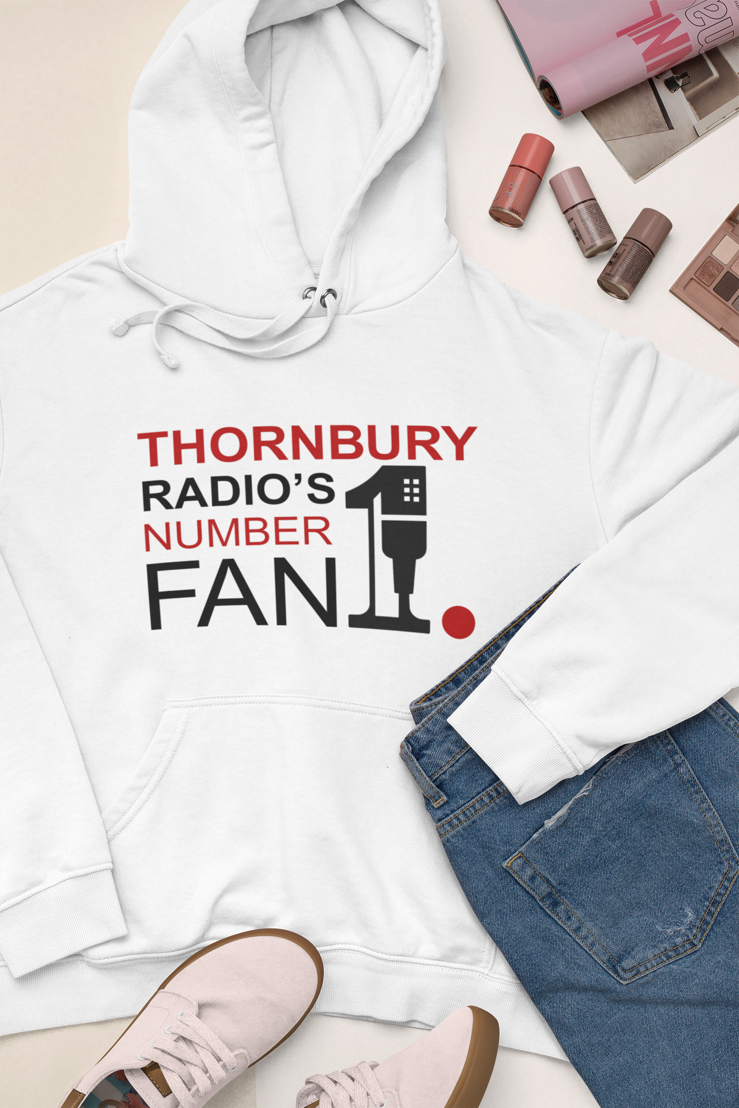 Thornbury Radio’s No1. Fan – Adult – White – Front Design - Image 2